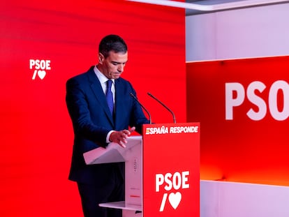 Pedro Sánchez, el 12 de junio en su primera rueda de prensa en siete años en Ferraz.