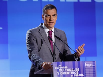 El presidente del Gobierno, Pedro Sánchez, el lunes en la presentación en Madrid de un estudio sobre el impacto económico de la industria cultural.