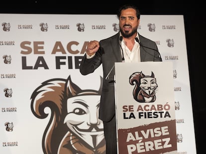 Luis 'Alvise' Pérez celebra los resultados de las elecciones europeas, el pasado año.