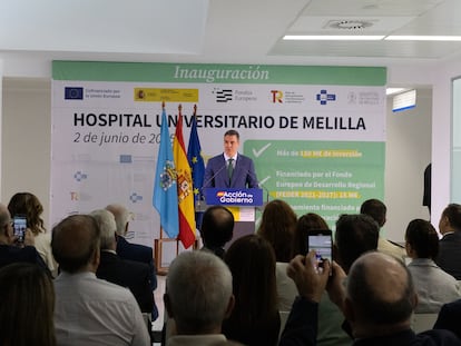 Sánchez, en la inauguración del Hospital Universitario de Melilla, este lunes.