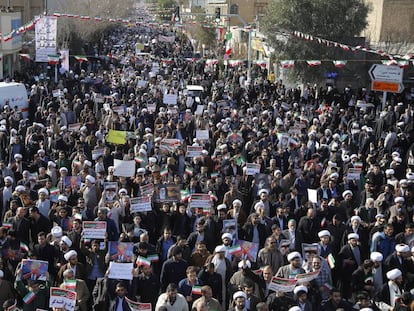 Manifestaci&oacute;n a favor del Gobierno de Ir&aacute;n este mi&eacute;rcoles en Teher&aacute;n.