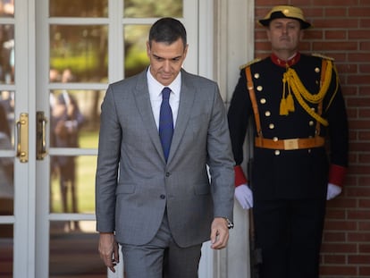 El Presidente del Gobierno, Pedro Sánchez, este jueves en La Moncloa.