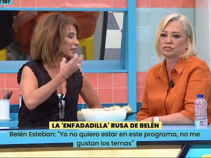 María Patiño y Belén Esteban, en 'La familia de la tele' este miércoles.