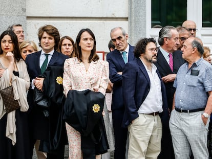 Paro de 10 minutos de jueces y fiscales frente al Tribunal Supremo.