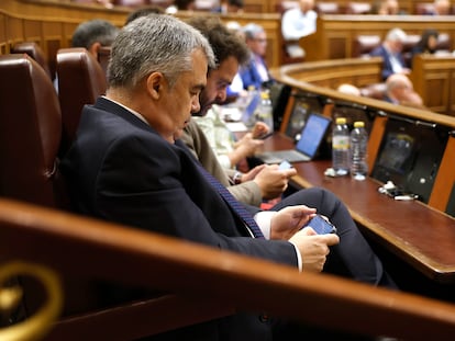  Santos Cerdán, este jueves en el Congreso de los Diputados. 