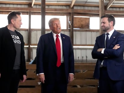 Elon Musk, Donald Trump y J. D. Vance, en octubre pasado en Butler (Pensilvania).