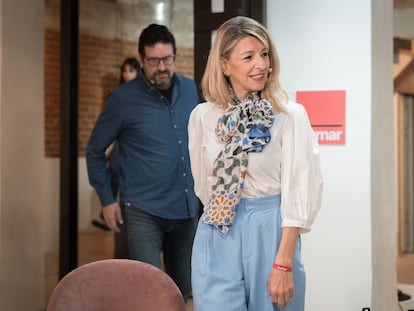 Yolanda Díaz, este sábado en un acto de Sumar en Madrid. 