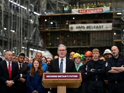 Keir Starmer, este lunes, las instalaciones de BAE Systems, en Glasgow