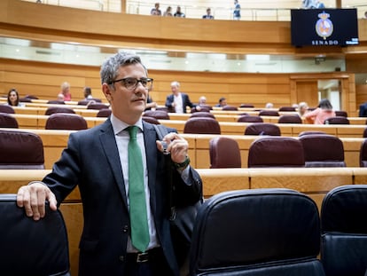 El ministro de la Presidencia, Justicia y Relaciones con las Cortes, Félix Bolaños, durante una sesión de control al Gobierno en el Senado, a 10 de junio de 2025.