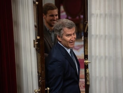 El líder del PP, Alberto Núñez Feijóo, este jueves en el Congreso.