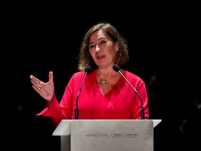 La presidenta del Congreso Francina Armengol, el 27 de febrero, en un acto de homenaje al expresidente del Govern Balear Francesc Antich, en Palma.