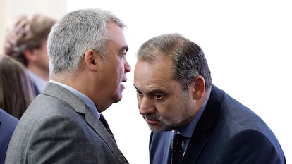 Santos Cerdán y José Luis Ábalos, en Madrid en 2023.