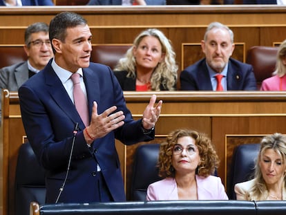 El presidente del Gobierno, Pedro Sánchez, este miércoles en el Congreso.