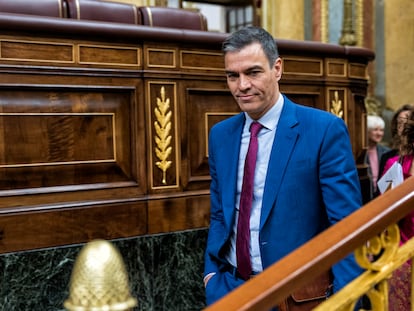 El presidente del Gobierno, Pedro Sánchez, el 24 de abril de 2024 en el Congreso.
