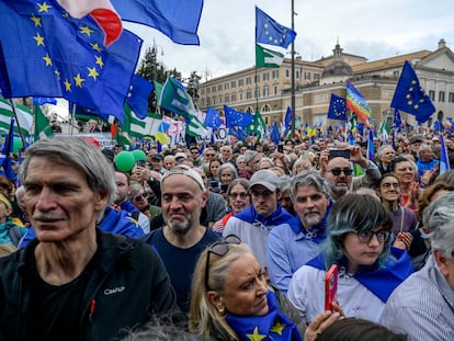 Un momento de la manifestación celebrada el pasado marzo en Roma en defensa de la Unión Europea.