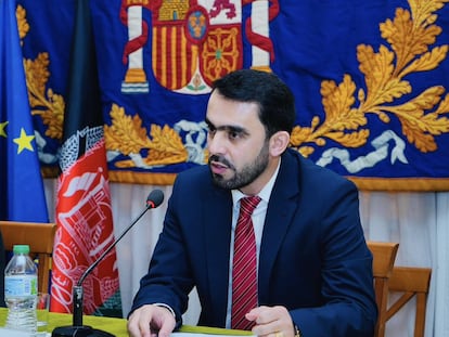 El exembajador afgano en España, Mohamed Rahim Peerzada, en un acto en la Embajada de Afganistán en Madrid el 12 de noviembre de 2024.