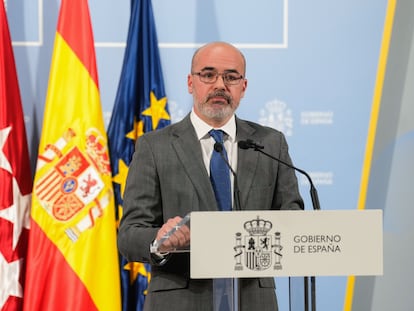Francisco Martín, en su comparecencia en la sede de la Delegación del Gobierno en Madrid tras ser imputado por el juez Juan Carlos Peinado.