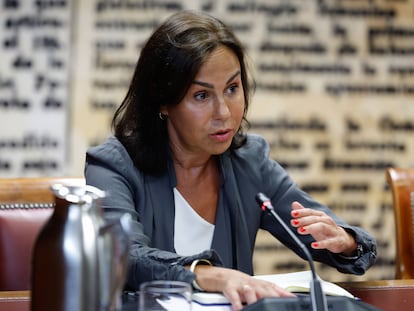 Isabel Pardo de Vera, expresidenta de Adif, durante su comparecencia este jueves en la comisión de investigación del 'caso Koldo' en el Senado.