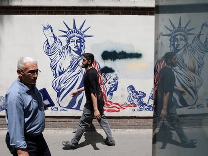 Un mural contra Estados Unidos en una calle de Teherán, el pasado mayo.