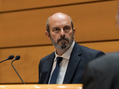 El presidente del Senado, Pedro Rollán, este miércoles, durante el pleno.