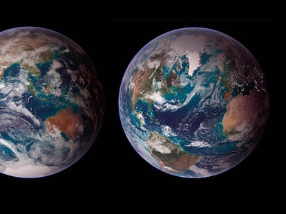 Dos 'canicas azules' en el espacio.