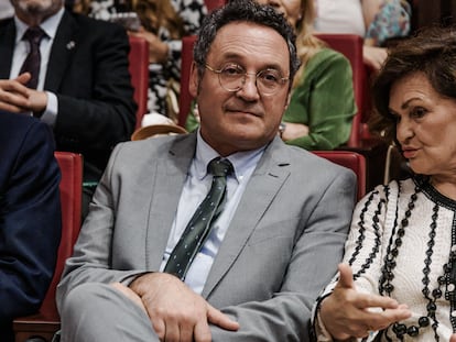 El fiscal general del Estado, Álvaro García Ortiz, durante el acto de entrega de los XIX Premios anuales del Observatorio contra la Violencia Doméstica y de Género, este lunes. 