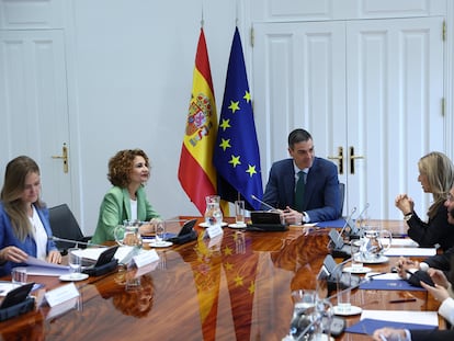 Pedro Sánchez y varios miembros de su Gabinete, este miércoles en la reunión extraordinaria del Consejo de Ministros.