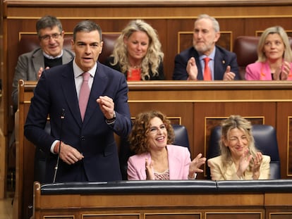 El presidente del Gobierno, Pedro Sánchez, este miércoles en el Congreso de los DIputados.