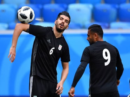Los jugadores de Irán en el entrenamiento de este jueves.