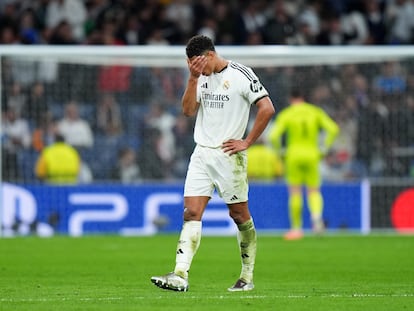 Jude Bellingham tras el gol de Martinelli este miércoles.