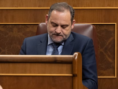 El exministro de Transportes José Luis Ábalos, en el Congreso en febrero pasado. 